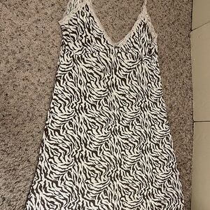 Zebra Print Lace Trim Slip Dress